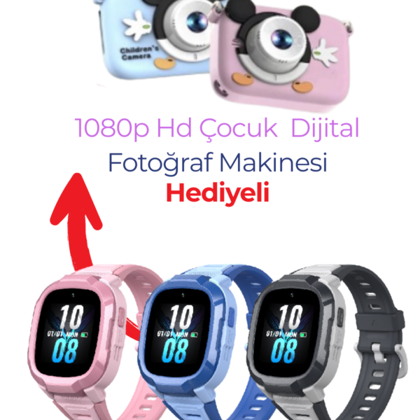 Mibro P6 Gps Destekli 4g Akıllı Çocuk Saati +1080p HD Renkli Kids Dijital Fotoğraf Makinesi Hediyeli